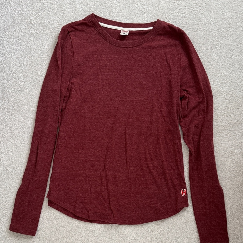 HOMAGE Women's Long Sleeve Burgundy Tee